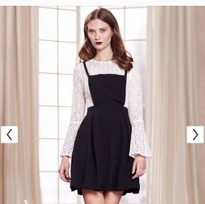 Lauren Conrad Black and White Lace Cocktail Dress with Bell Sleeves NWT S